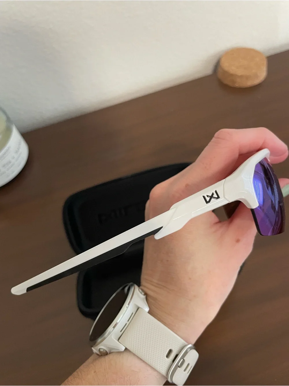 Wiley X White Frame Sport Sunglasses with Blue-Green Mirrored Lenses